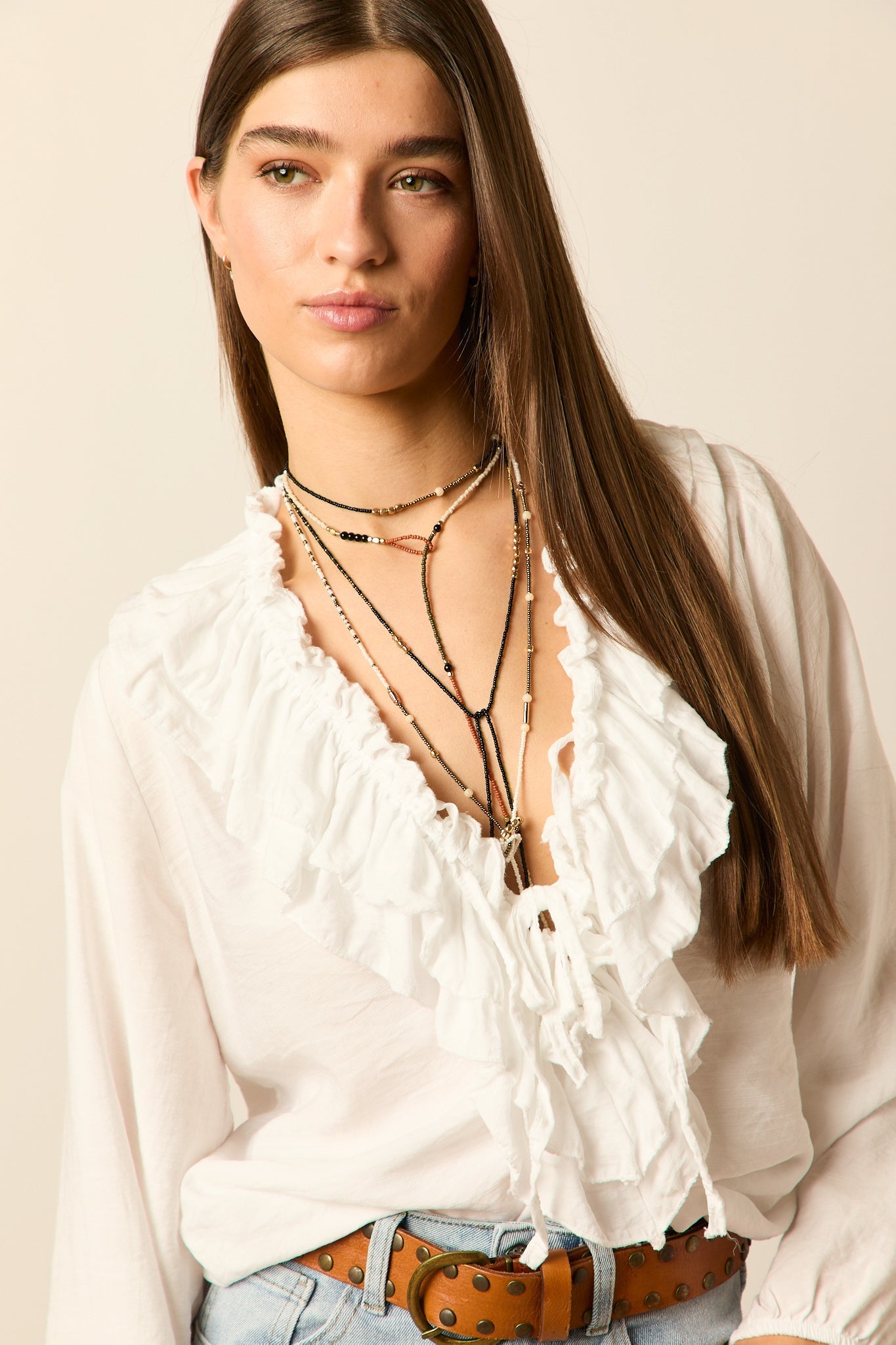 Blusa lazos blanca