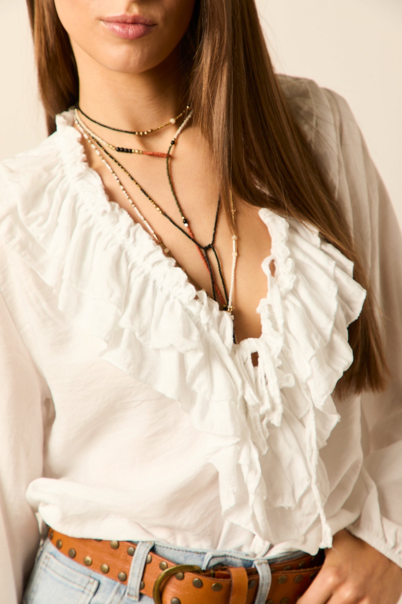 Blusa lazos blanca