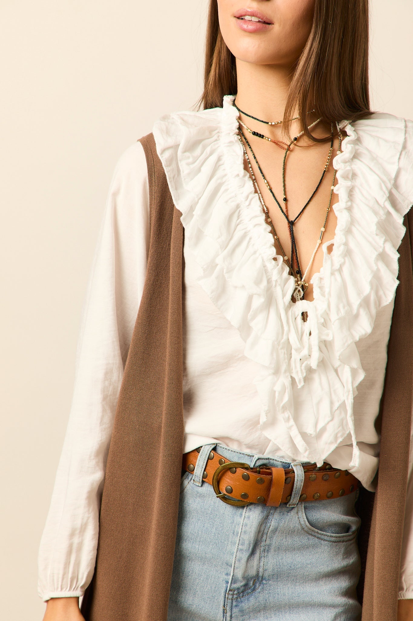 Blusa lazos blanca