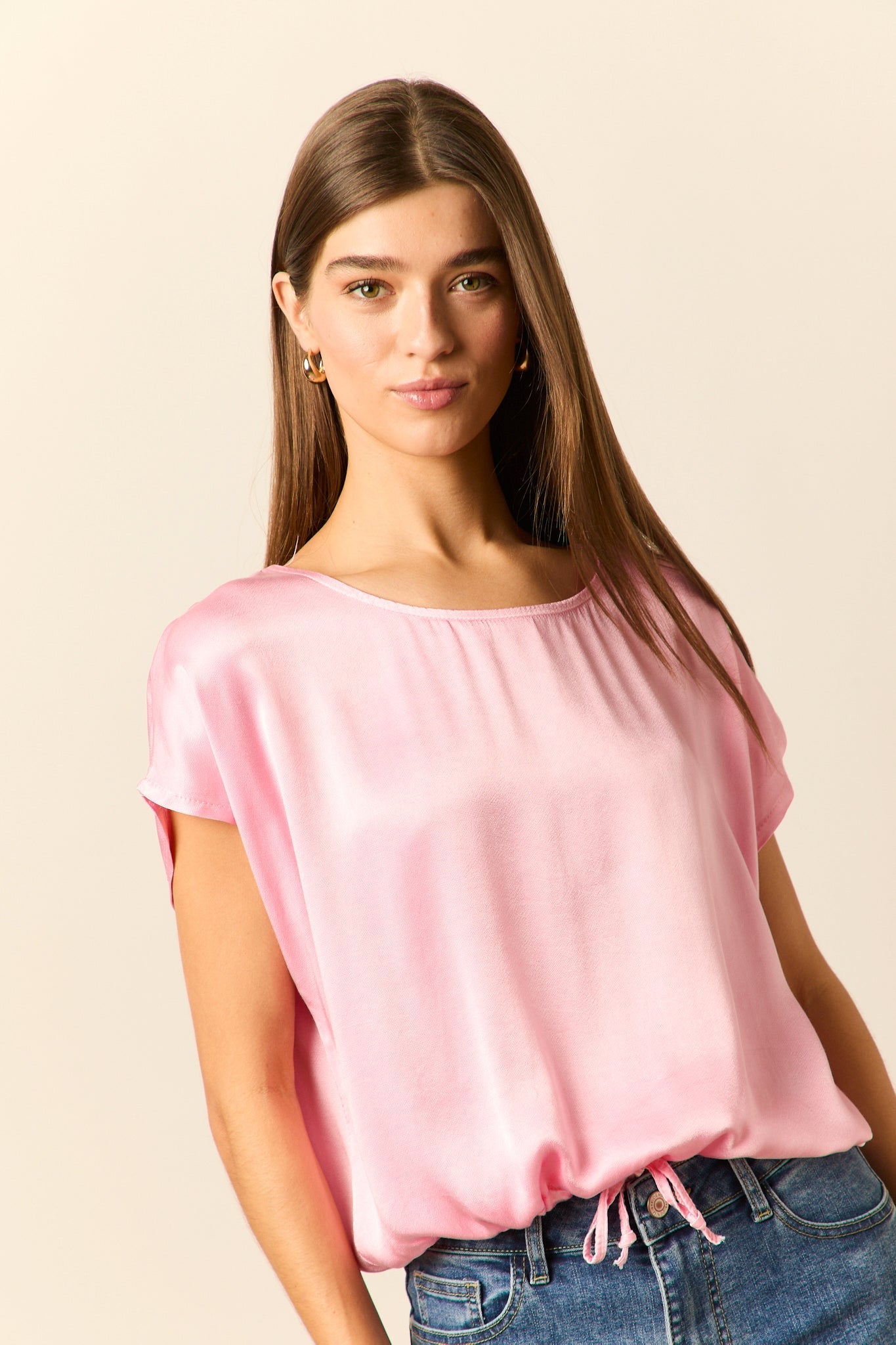 Blusa cordón raso rosa