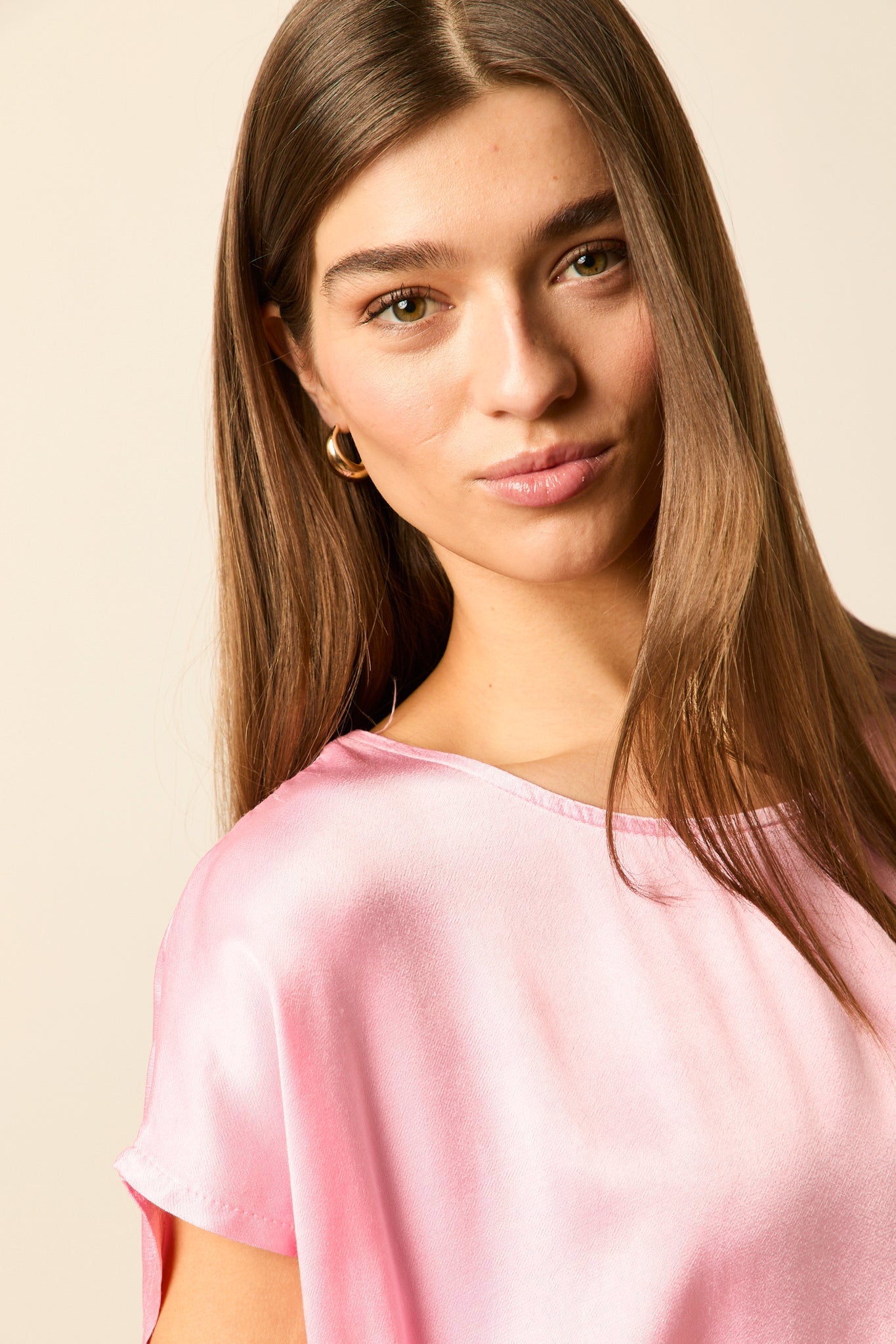 Blusa cordón raso rosa