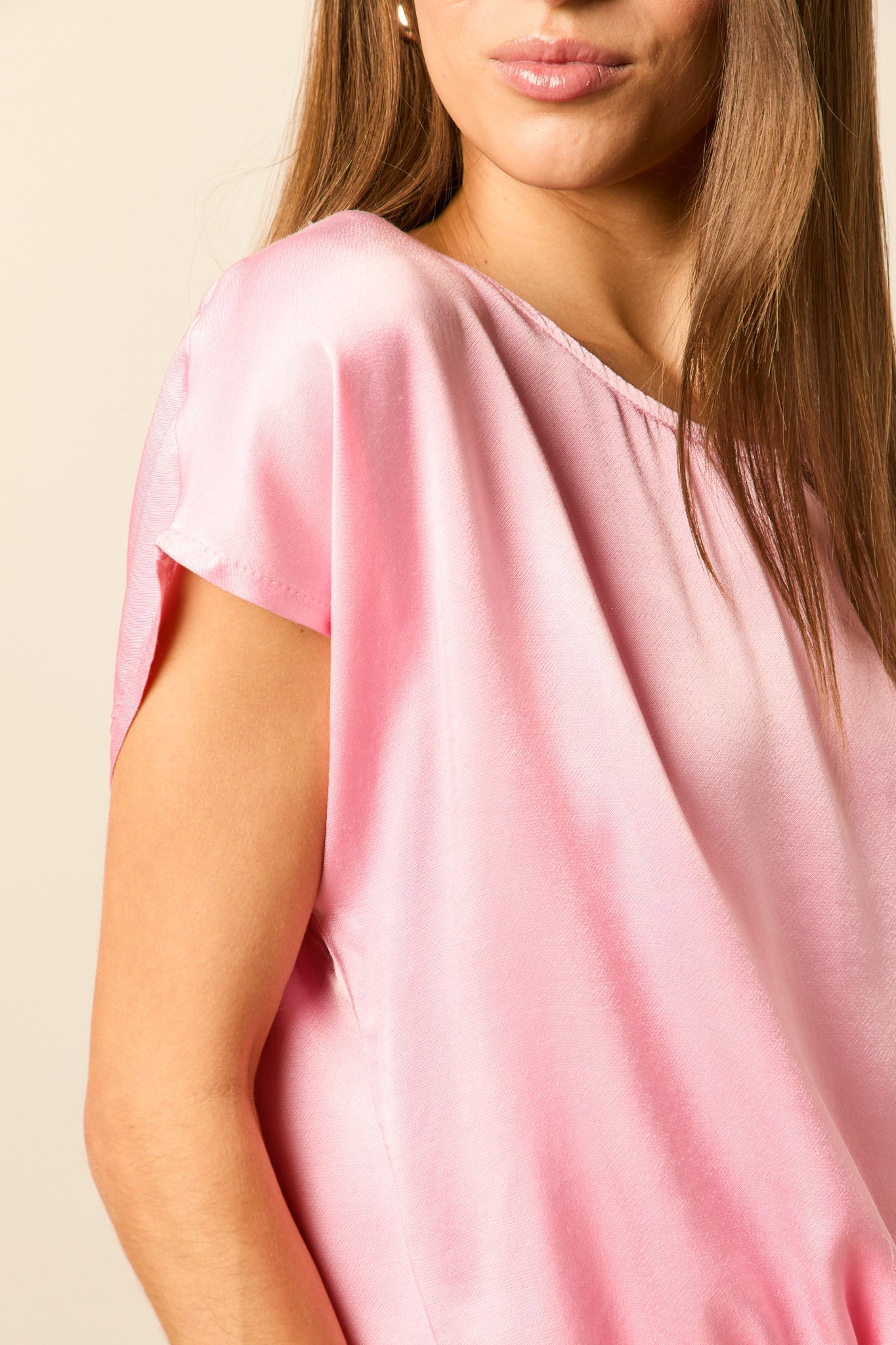 Blusa cordón raso rosa