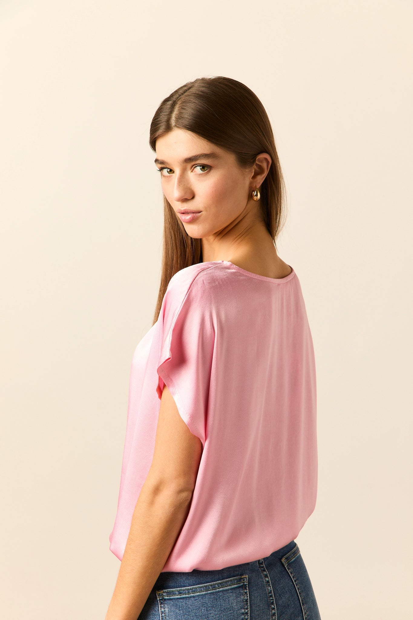 Blusa cordón raso rosa