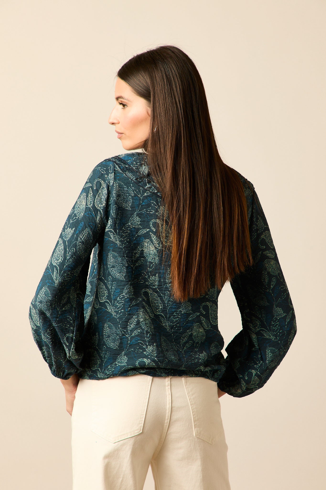 Blusa lazos estampada floral azul