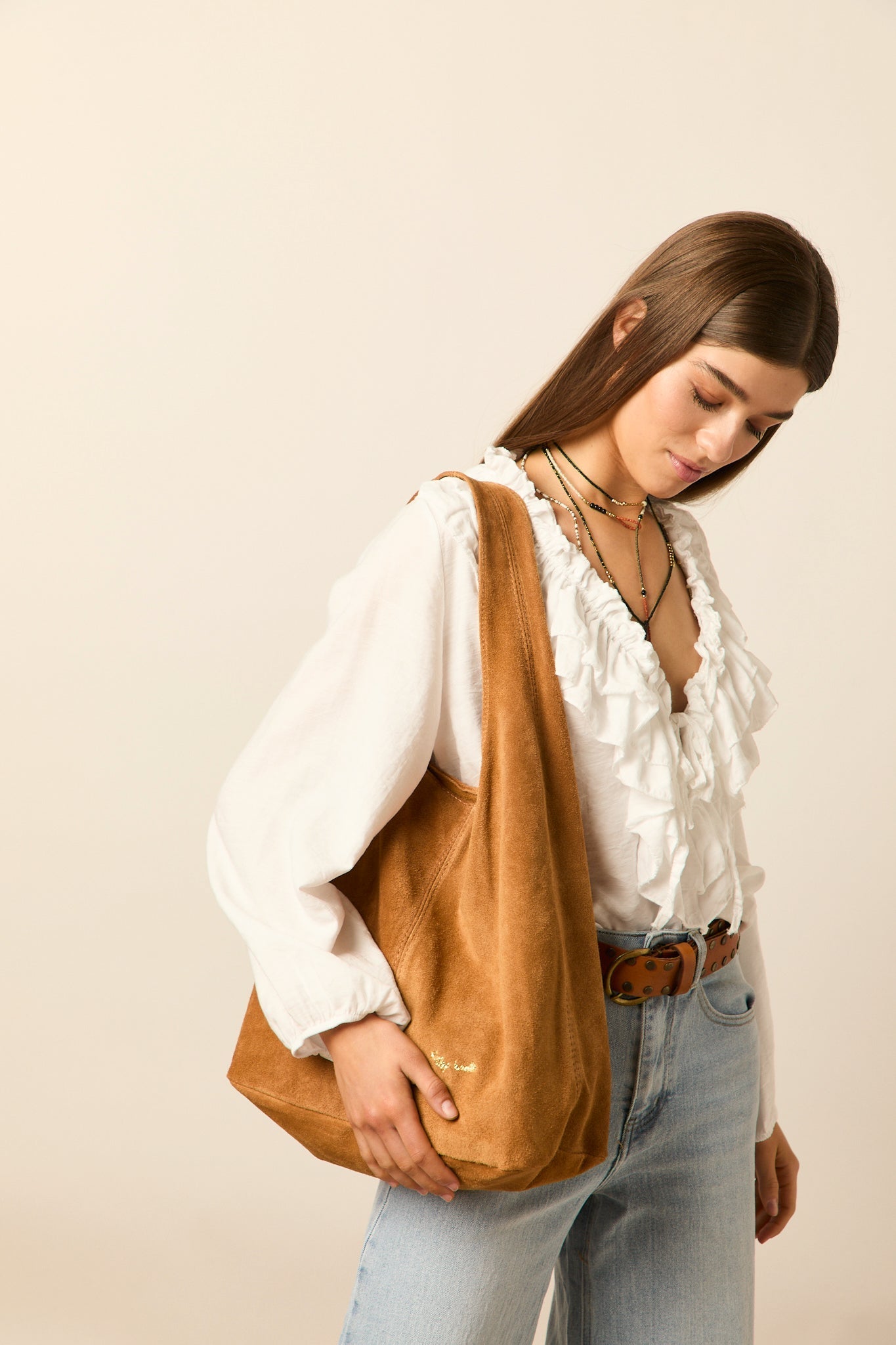 Bolso saco ante camel