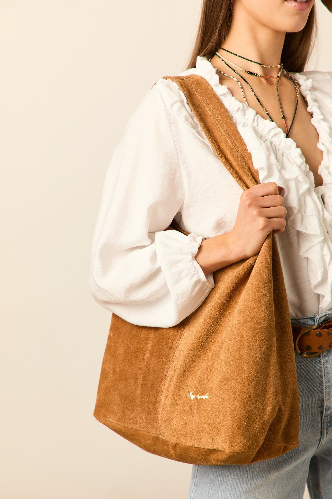 Bolso saco ante camel