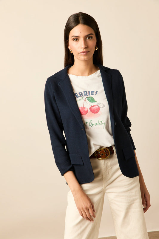 Blazer de punto azul marino