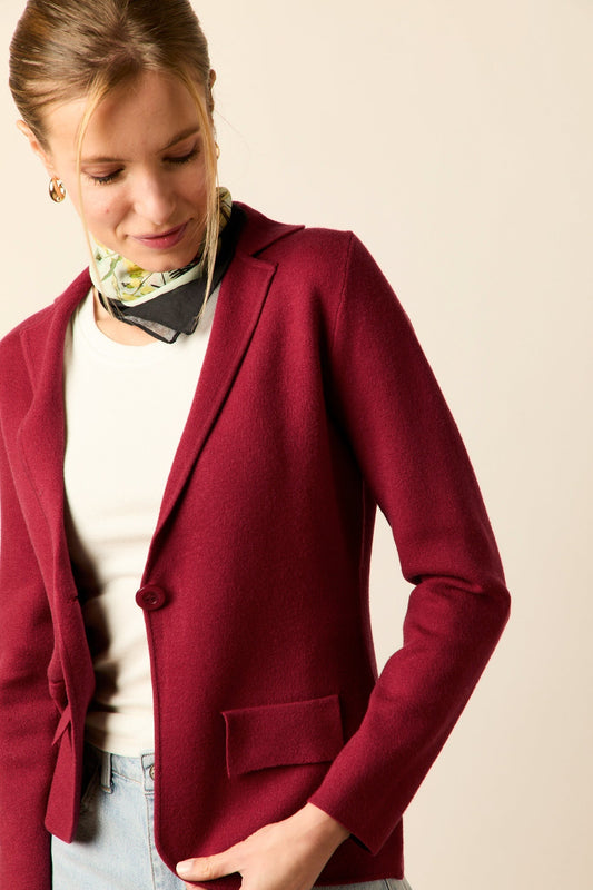 Blazer de punto granate