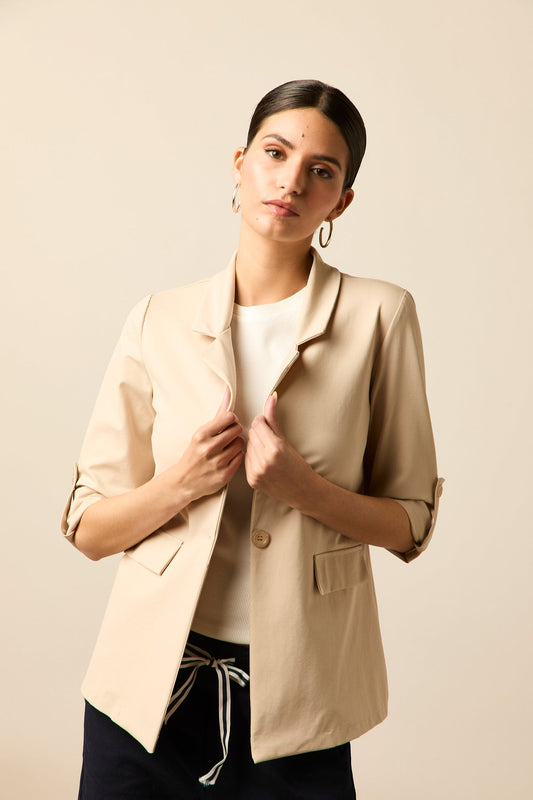 Blazer sastre larga beige