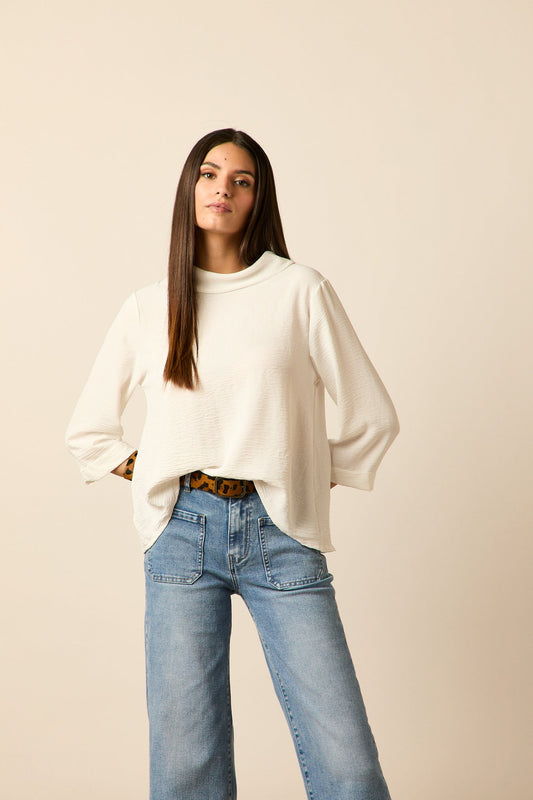 Blusa cuello chimenea blanco
